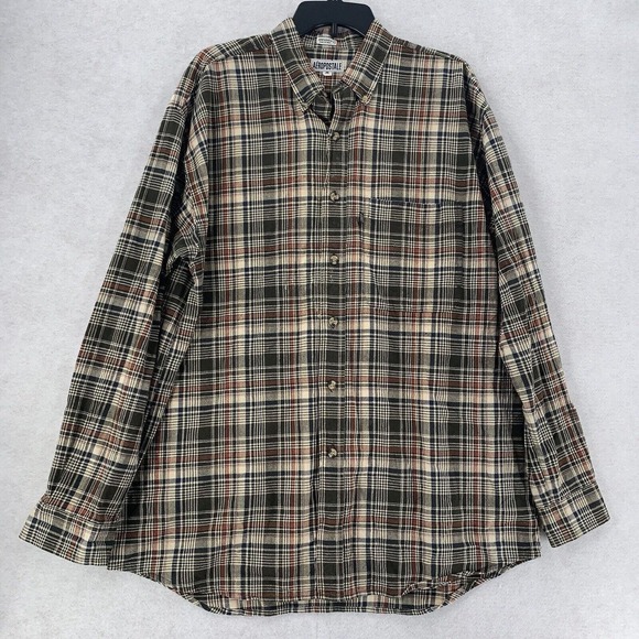 Aeropostale Brown‎ Madras Plaid Button Down Long Sleeve Shirt Mens Medium - Picture 1 of 8